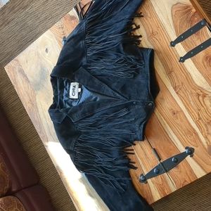 Vintage Chia Suede Leather Fringe Jacket